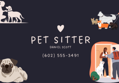 Beige Illustrative Minimalistic Pet Sitter Business Card